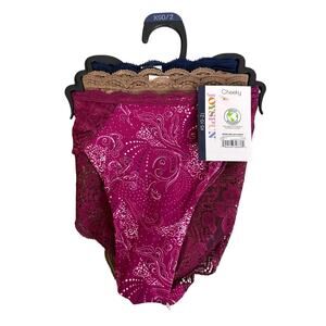 Joyspun Womens Microfiber and Lace Cheeky Panties 3 pack size XS New